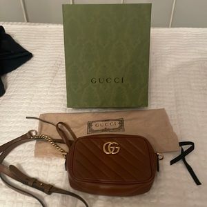 Gucci Calfskin Matelasse Diagonal Mini Marmont Chain - shoulder bag